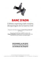 Cartell de la presentació "Banc d'ADN: L'última esperança dels nostres desapareguts de la Guerra Civil"